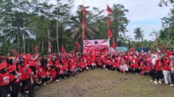 Gelar Senam Sicita Bersama, Lapangan Slawu Dipadati Ratusan Warga Berseragam Merah